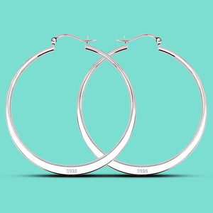 925 Sterling Silver Hoop Earrings - Minimalist 54MM Round - Party Charm Jewelry