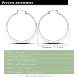 925 Sterling Silver Hoop Earrings - Minimalist 54MM Round - Party Charm Jewelry