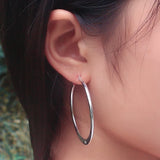 925 Sterling Silver Hoop Earrings - Minimalist 54MM Round - Party Charm Jewelry