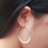 925 Sterling Silver Hoop Earrings - Minimalist 54MM Round - Party Charm Jewelry