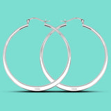 925 Sterling Silver Hoop Earrings - Minimalist 54MM Round - Party Charm Jewelry