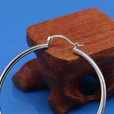 925 Sterling Silver Hoop Earrings - Minimalist 54MM Round - Party Charm Jewelry
