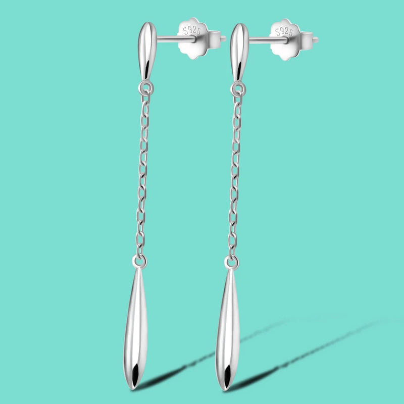 925 Silver Drip Dangle Earrings Elegant Design for Women