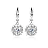 925 Sterling Silver Stud Earrings Chinese Style Retro Coins Moissanite Jewelry