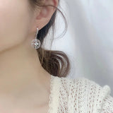925 Sterling Silver Stud Earrings Chinese Style Retro Coins Moissanite Jewelry