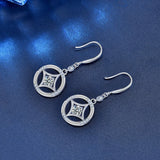 925 Silver Stud Earrings Chinese Style Retro Moissanite Jewelry