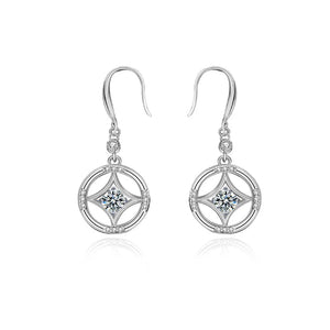 925 Silver Stud Earrings Chinese Style Retro Moissanite Jewelry