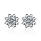 925 Sterling Silver Sun Flower Moissanite Stud Earrings
