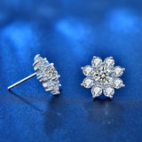 925 Sterling Silver Sun Flower Moissanite Stud Earrings