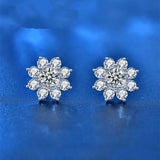 925 Sterling Silver Sun Flower Moissanite Stud Earrings