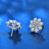 925 Sterling Silver Sun Flower Moissanite Stud Earrings