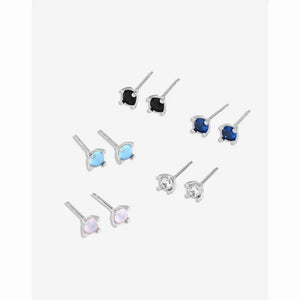 925 Silver Stud Earrings Colorful Zircon Jewelry for Couples