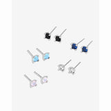 925 Silver Stud Earrings Colorful Zircon Jewelry for Couples