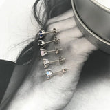 925 Silver Stud Earrings Colorful Zircon Jewelry for Couples
