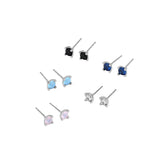 925 Silver Stud Earrings Colorful Zircon Jewelry for Couples