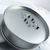 925 Silver Stud Earrings Colorful Zircon Jewelry for Couples