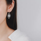 Women's 925 Vintage Thai Silver Moonstone Earrings Punk Style Gift