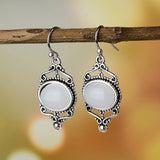 Women's 925 Vintage Thai Silver Moonstone Earrings Punk Style Gift