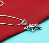 925 Silver Starfish Pendant Necklace Snake Chain Jewelry