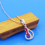 925 Silver Necklace with Red Zircon Pendant