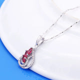 925 Silver Necklace with Red Zircon Pendant