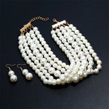 Pearl Necklace and Earing Set Wedding Jewelry