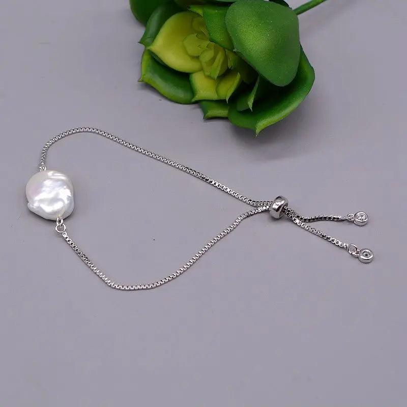 Women's Freshwater Pearl Baroque Bracelet Adjustable Unique Pearl Bracelet