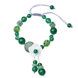 Adjustable Green Beads Bracelet Handmade Retro Rope Jewelry Gift