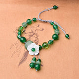 Adjustable Green Beads Bracelet Handmade Retro Rope Jewelry Gift