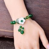 Adjustable Green Beads Bracelet Handmade Retro Rope Jewelry Gift