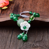 Adjustable Green Beads Bracelet Handmade Retro Rope Jewelry Gift