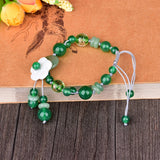 Adjustable Green Beads Bracelet Handmade Retro Rope Jewelry Gift