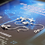925 Sterling Silver Women's Anklet with Mickey Round Bead Chain