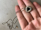 Sterling Silver Beads & Agate Heart Pendant Necklace