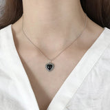 Sterling Silver Beads & Agate Heart Pendant Necklace
