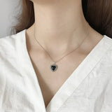 Sterling Silver Beads & Agate Heart Pendant Necklace