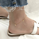 Women's 925 Sterling Silver Flat Disc Coin Geometric Anklet Bracelet