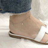 925 Sterling Silver Star Anklet Bracelet - Adjust Fine Jewelry