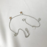 925 Sterling Silver Star Anklet Bracelet - Adjust Fine Jewelry