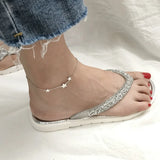 925 Sterling Silver Three-Stars Anklet Bracelet Fine Jewelry