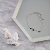 925 Sterling Silver Three-Stars Anklet Bracelet Fine Jewelry