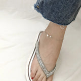 925 Sterling Silver Three-Stars Anklet Bracelet Fine Jewelry