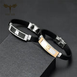 Lucky Clover Leather Bracelet Stainless Steel Cuff