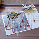 Women's Flower Antlers Tassel Hair Crown Set with Earrings