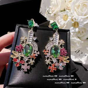 Bohemia 925 Silver Earrings Yellow Bling AAAAA Zircon Wedding Jewelry