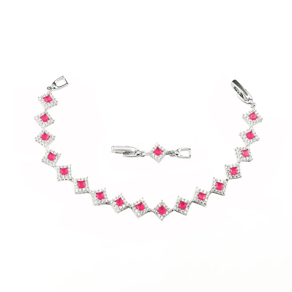 Geometric Zircon Silver Bracelet Fine Jewelry