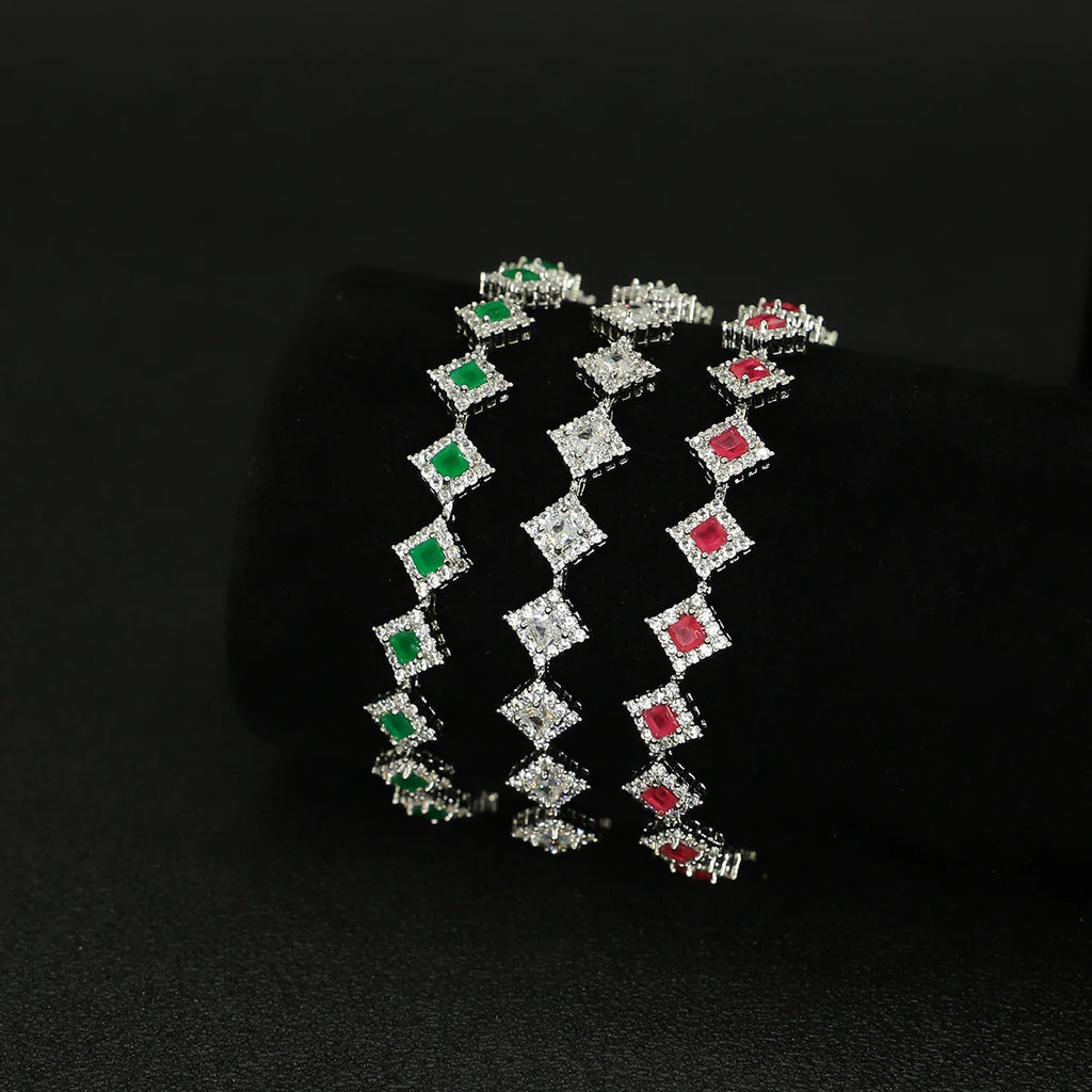 Geometric Zircon Silver Bracelet Fine Jewelry