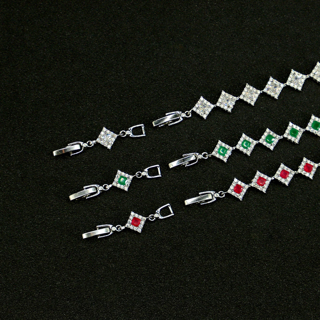 Geometric Zircon Silver Bracelet Fine Jewelry