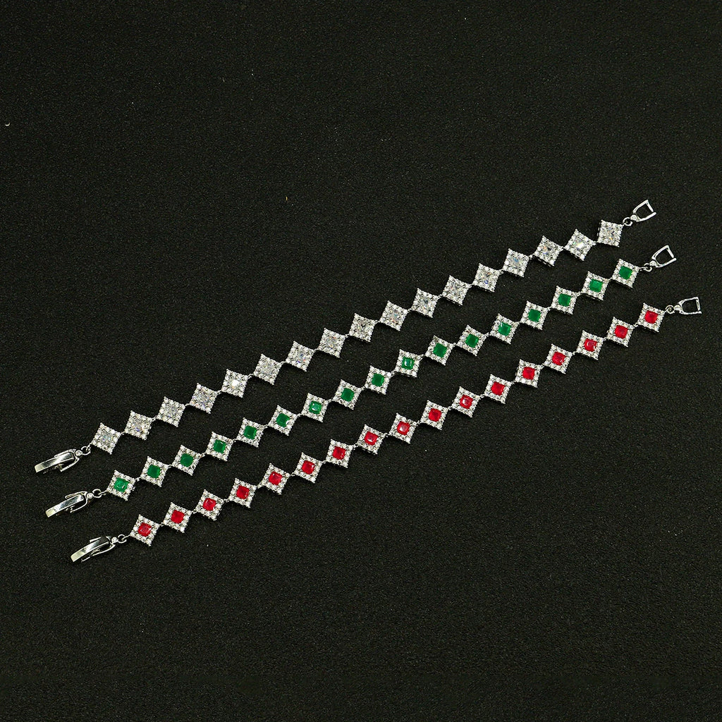 Geometric Zircon Silver Bracelet Fine Jewelry