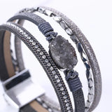 Multilayer Leather Crystal Wrap Bracelet for Women